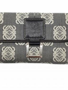 Loewe Black & Cream Monogram wallet with Metal Clasp